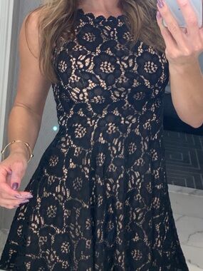 City Studio Black Lace Strapless Fit & Flare Dress